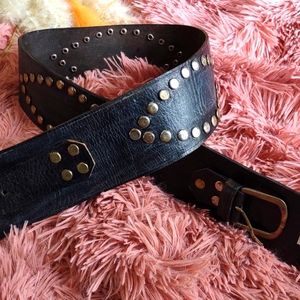 Vintage boho studded leather belt